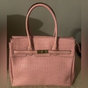 Faux Pink crocodile Berkin Style Tote